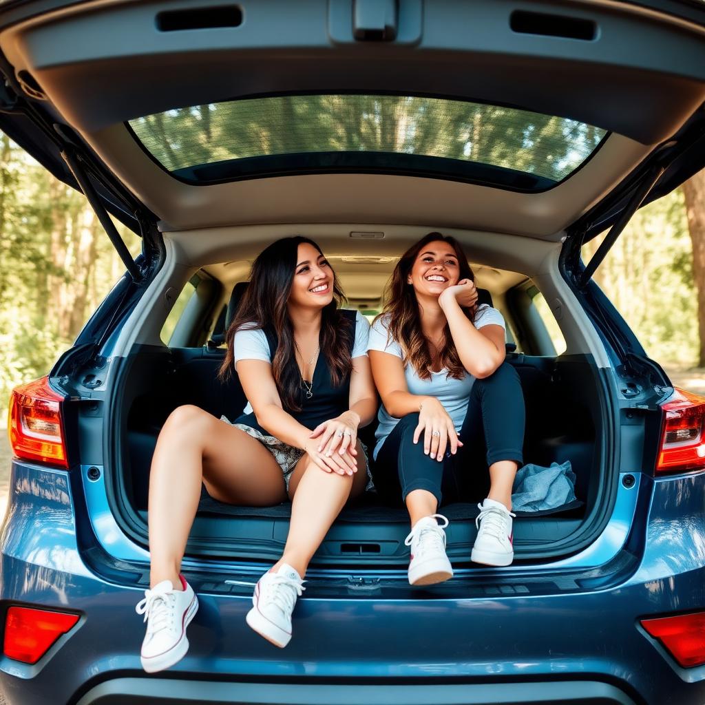 Friends enjoying road trip