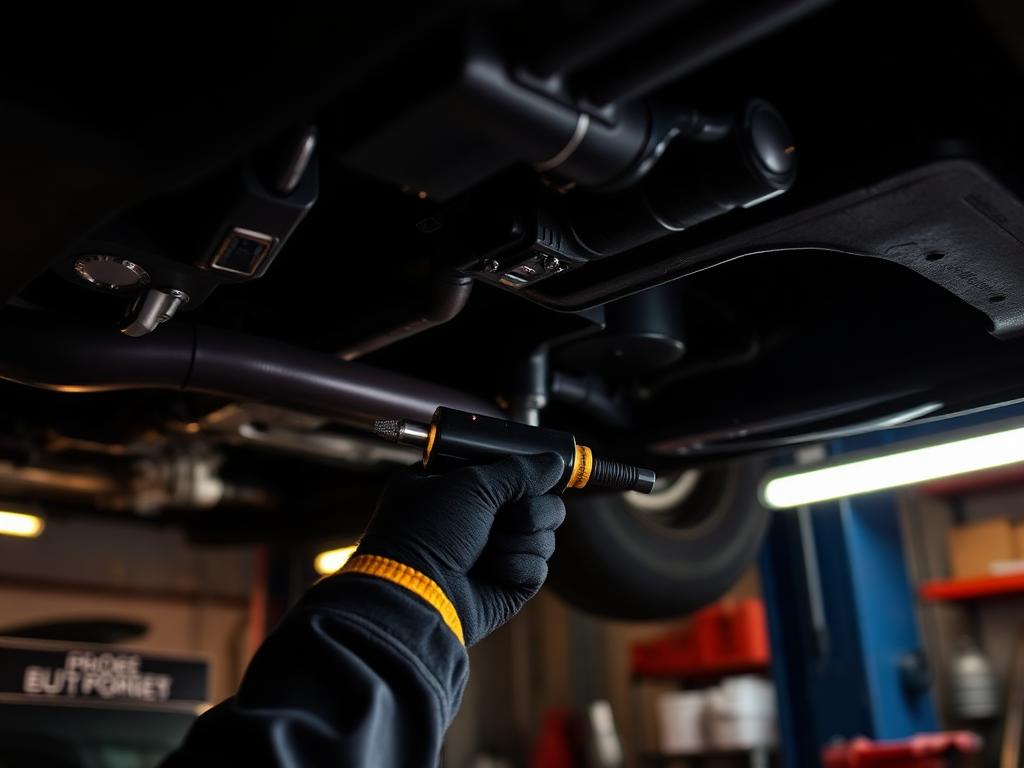 Mechanic working under car